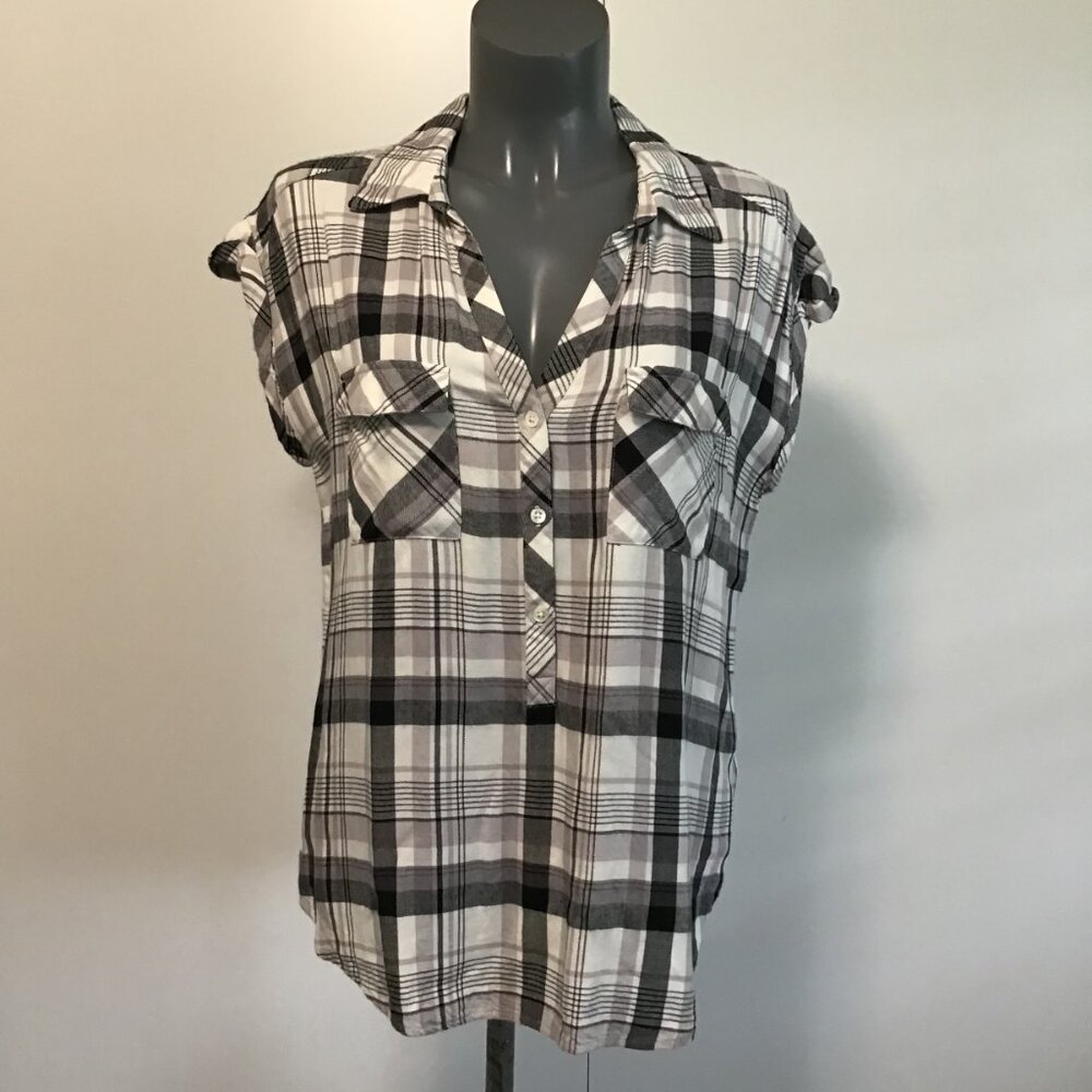 Soft Joie Johnesa Plaid Short Sleeve Top Size L